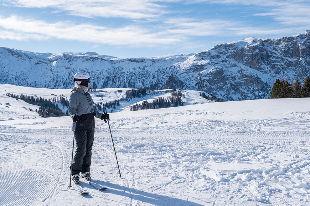 Blogger Veerle op ski's in de Zuid-Tiroolse Seiser Alm